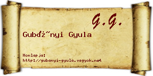 Gubányi Gyula névjegykártya